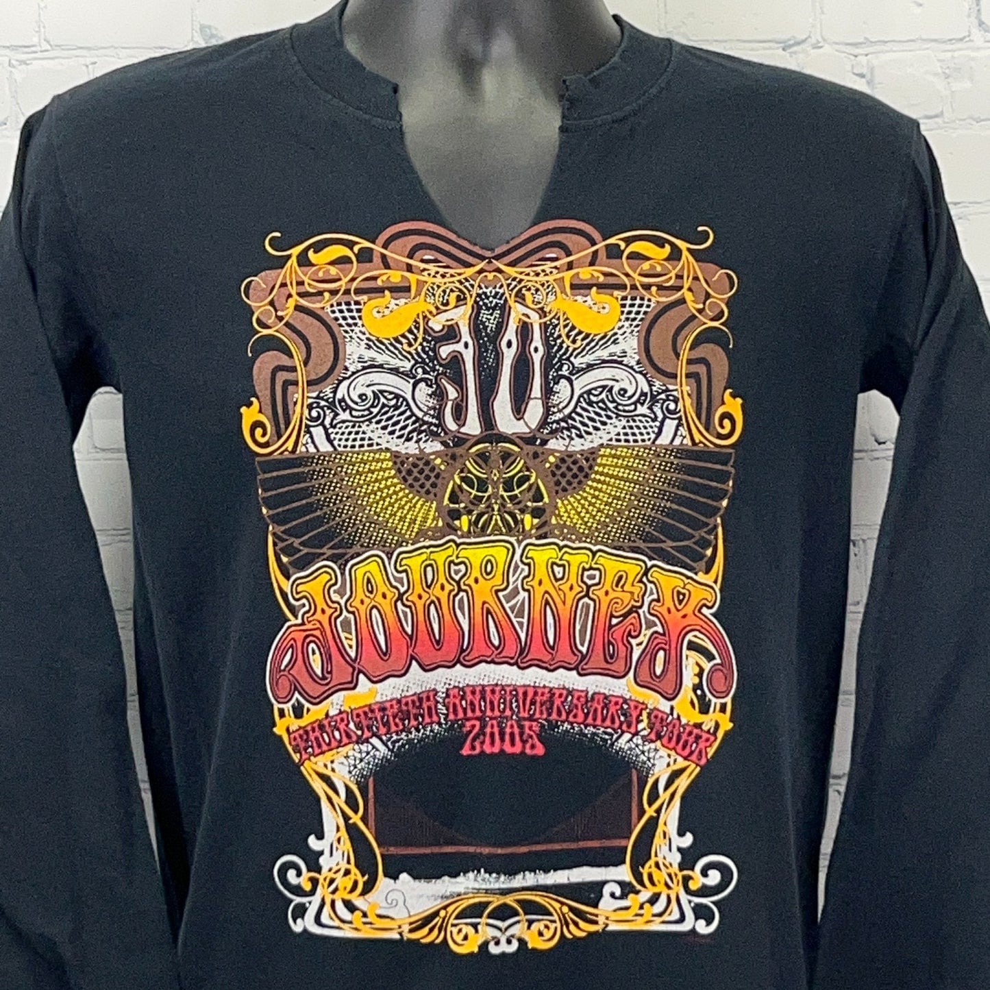 Vintage Graphic T Shirt Black Long Sleeve Size M Front View