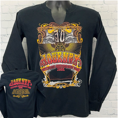 Vintage Graphic T Shirt in Black, Long Sleeve, Size Large, Front and Back View