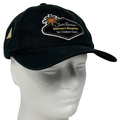 Black Flexfit Cap featuring Justin Timberlake logo and Shriner Hospitals for Children embroidery detail