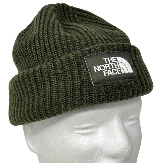 The North Face Knit Cuffed Beanie Cap Toque Winter Hat Lined Logo Green