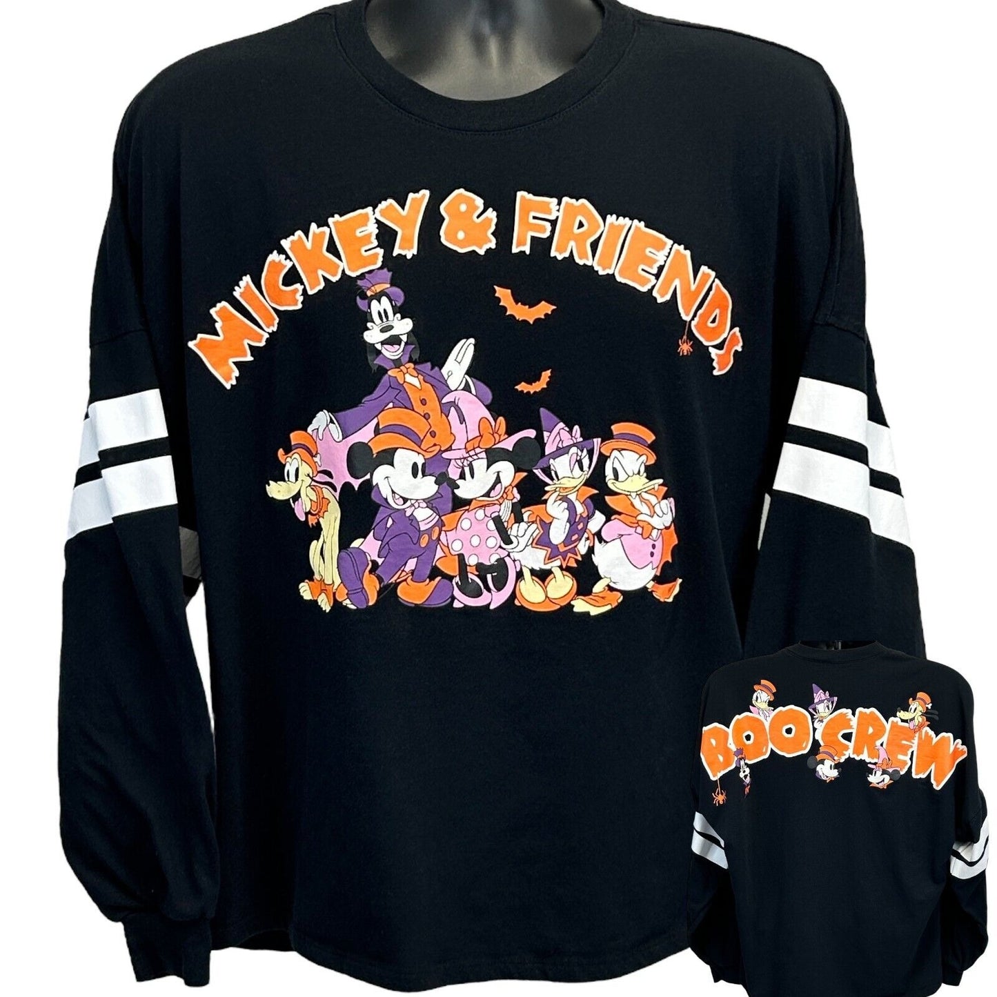 Mickey and Friends Boo Crew T Shirt Womens Large Halloween Walt Disney Tee Black