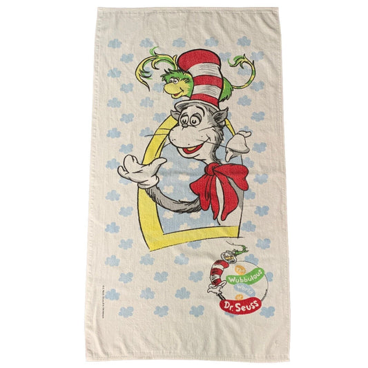 Vintage The Wubbulous World of Dr Seuss Beach Towel Cat In The Hat USA Made 90s