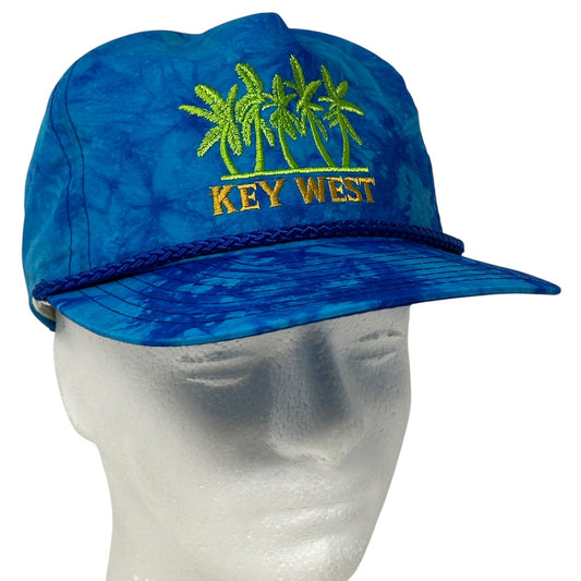 Vintage blue hat featuring palm tree embroidery and 'KEY WEST' text, perfect for summer outings