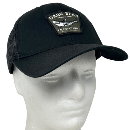 Dark Seas Division Shark Trucker Hat Baseball Cap Fishing Mesh Snapback Black