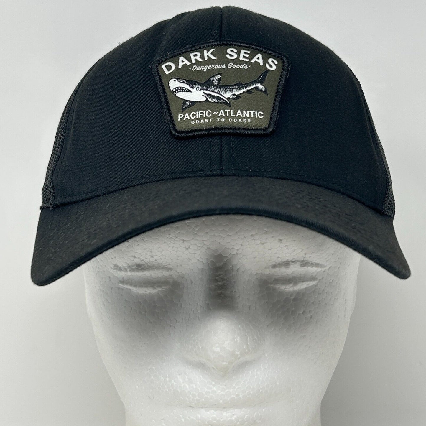 Dark Seas Division Shark Trucker Hat Baseball Cap Fishing Mesh Snapback Black