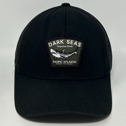 Dark Seas Division Shark Trucker Hat Baseball Cap Fishing Mesh Snapback Black