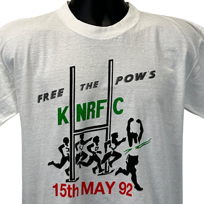 White Vintage T-Shirt featuring Kings Norton RFC logo with running figures and date 15th May 92