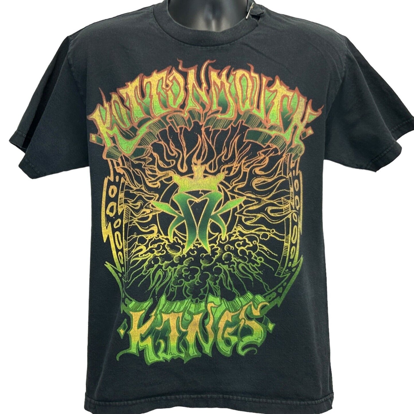 Black Kottonmouth Kings T-Shirt in Large with vibrant, colorful graphic design on the front