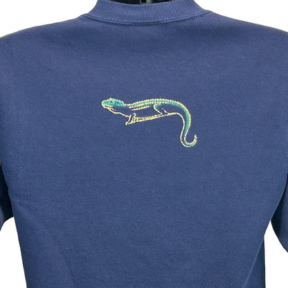 Vintage Southwestern Cactus Sweatshirt Mens Small Lizard Western Made USA Blue