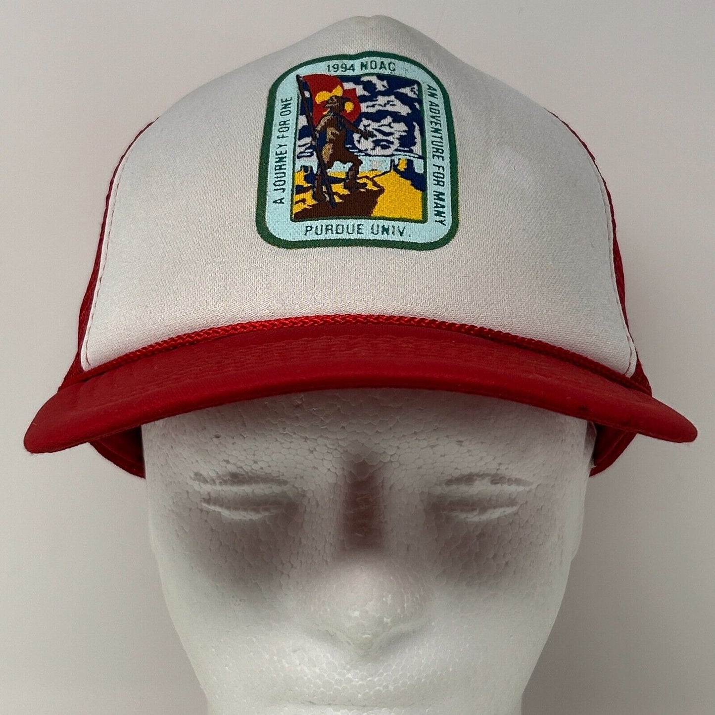 Vintage NOAC Purdue University Trucker Hat Baseball Cap BSA Boy Scouts 1994 Red