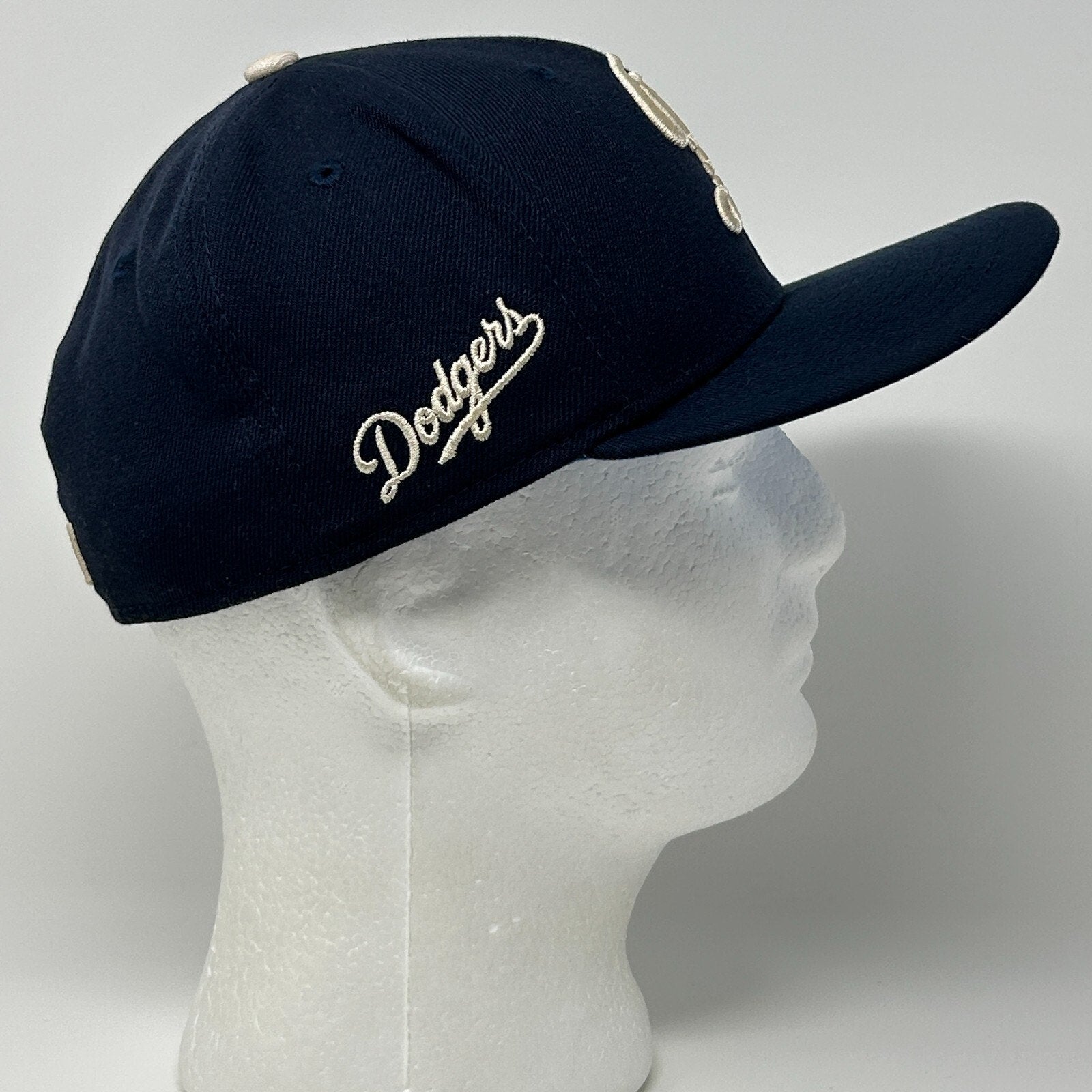 New Era LA Dodgers Hat in Navy, Adjustable Size, Side View