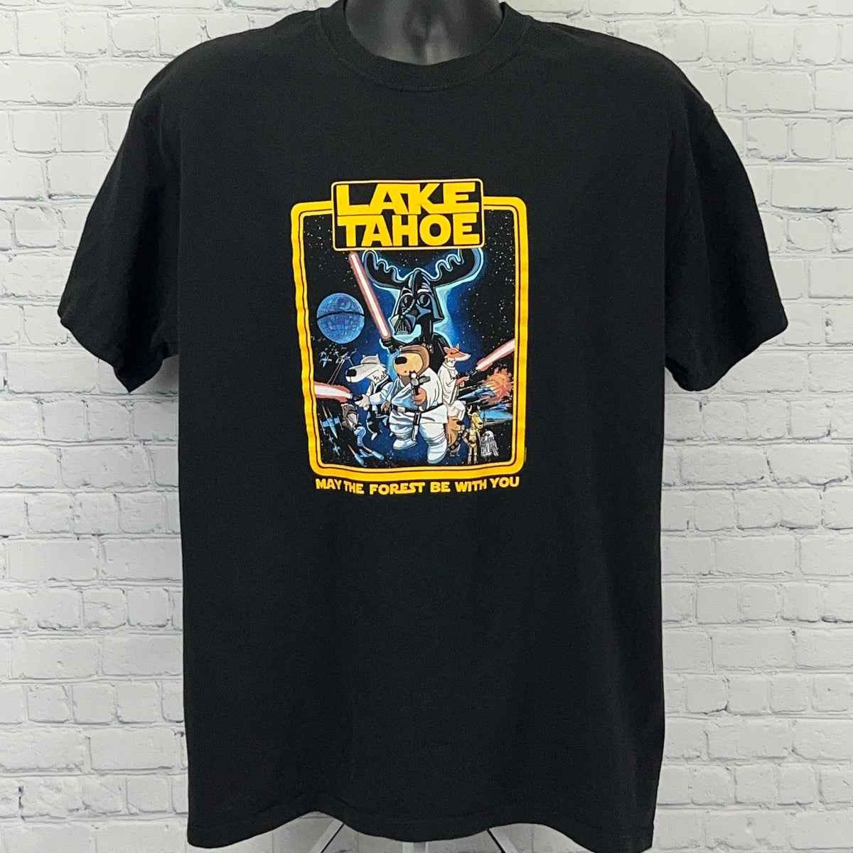 The Duck Company Black Lake Tahoe T-shirt featuring a sci-fi graphic design