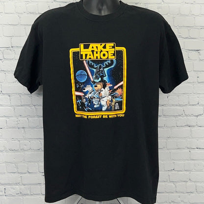The Duck Company Black Lake Tahoe T-shirt featuring a sci-fi graphic design