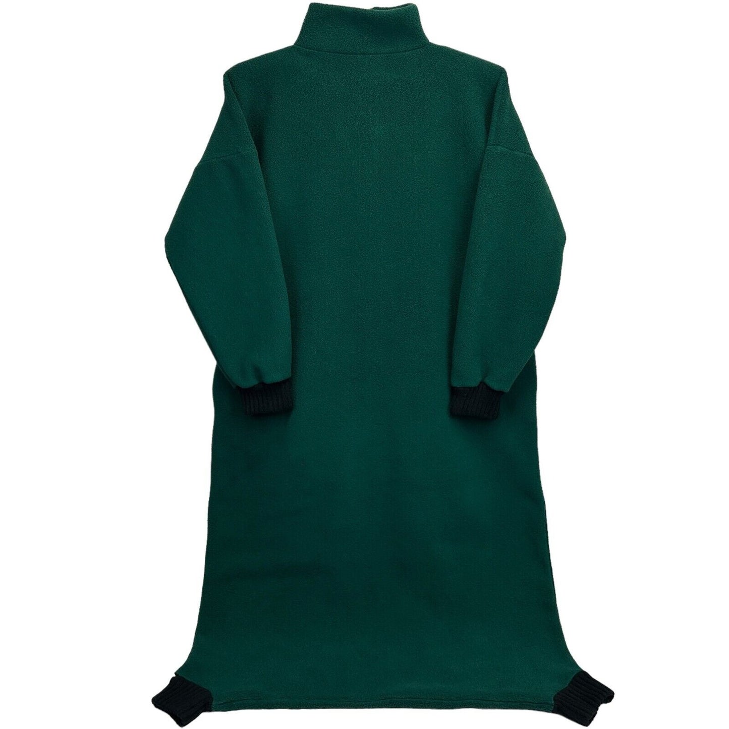 Lands' End Green Long Pajama Dress with High Collar and Ribbed Cuffs, Back View