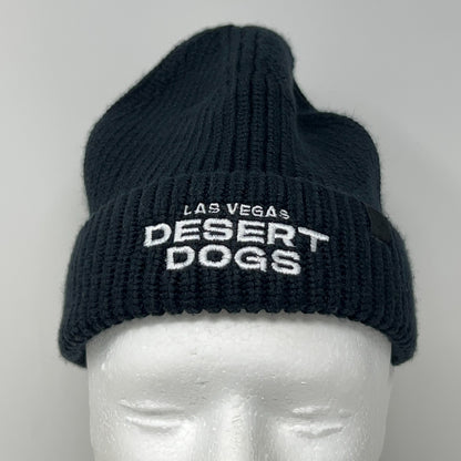 Lululemon black knit beanie with LAS VEGAS DESERT DOGS logo for casual wear