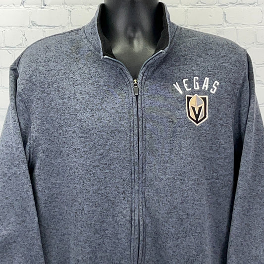 NHL Las Vegas Golden Knights navy zip-up jacket with Vegas logo on left chest, front view