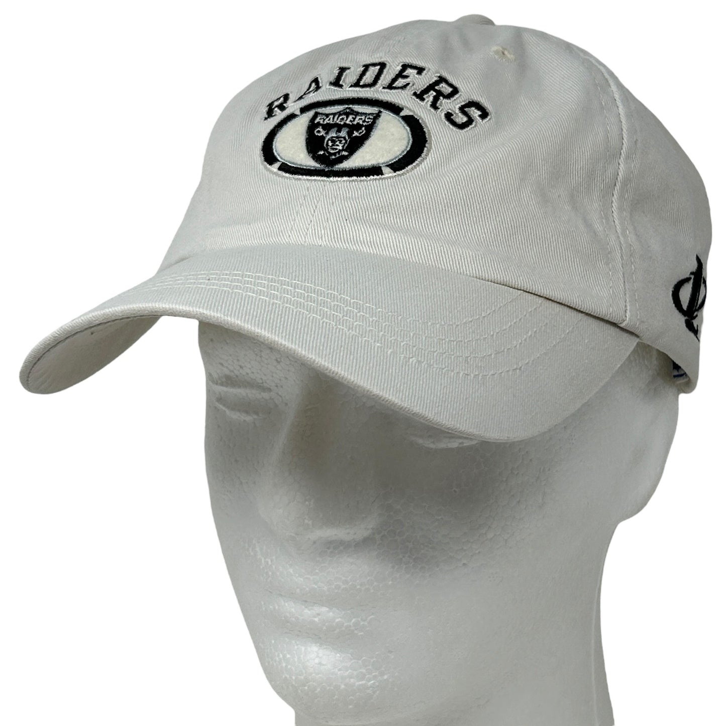 Beige Logo Athletic Las Vegas Raiders Hat featuring front embroidered logo for fans