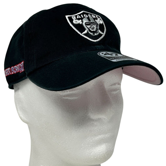 Black ’47 Las Vegas Raiders cap with embroidered logo, adjustable strap, front view