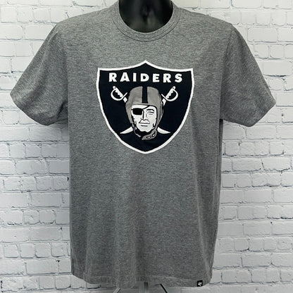 Gray short-sleeve t-shirt featuring the Las Vegas Raiders logo on the front