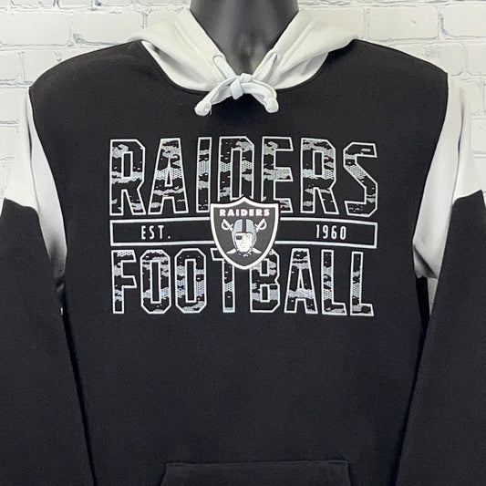 NFL Raiders Hoodie Black and Gray Front View Las Vegas Raiders