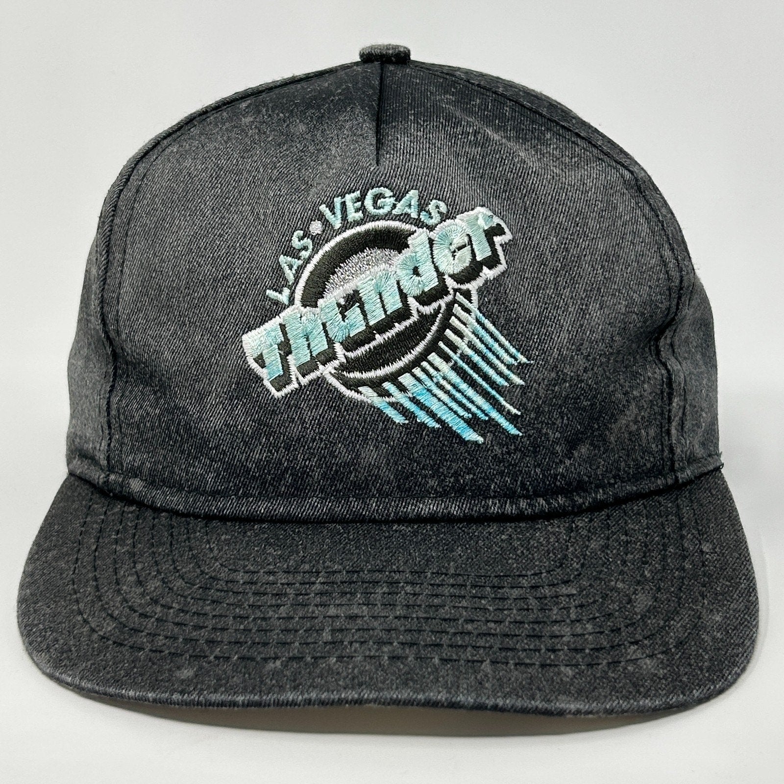 Vintage Las Vegas Thunder Baseball Hat in dark denim with embroidered logo on the front