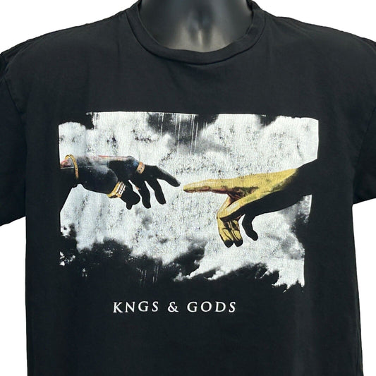Black Last Kings T-Shirt featuring artistic hands design and Kings & Gods print on the front