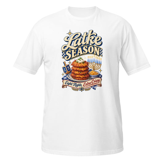 Neonvtg White T-Shirt with Hanukkah Latke Design