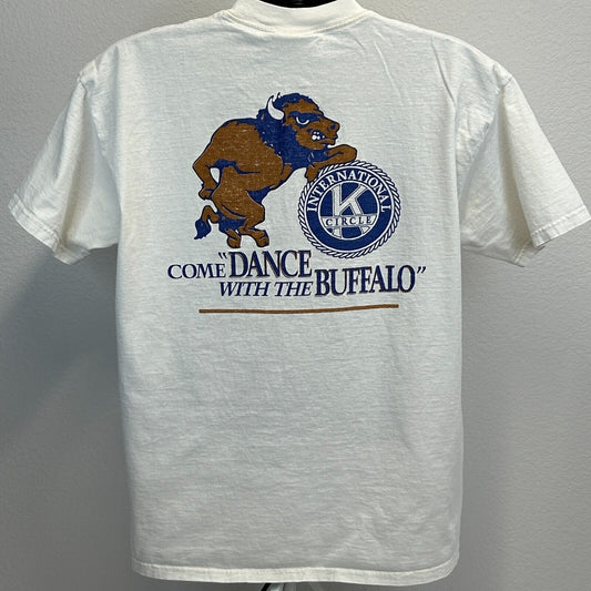 เสื้อยืดวินเทจยุค 90s ลาย Circle K International ไซส์ L ใหญ่ CKI Kiwanis ผลิตในสหรัฐอเมริกา สีขาว