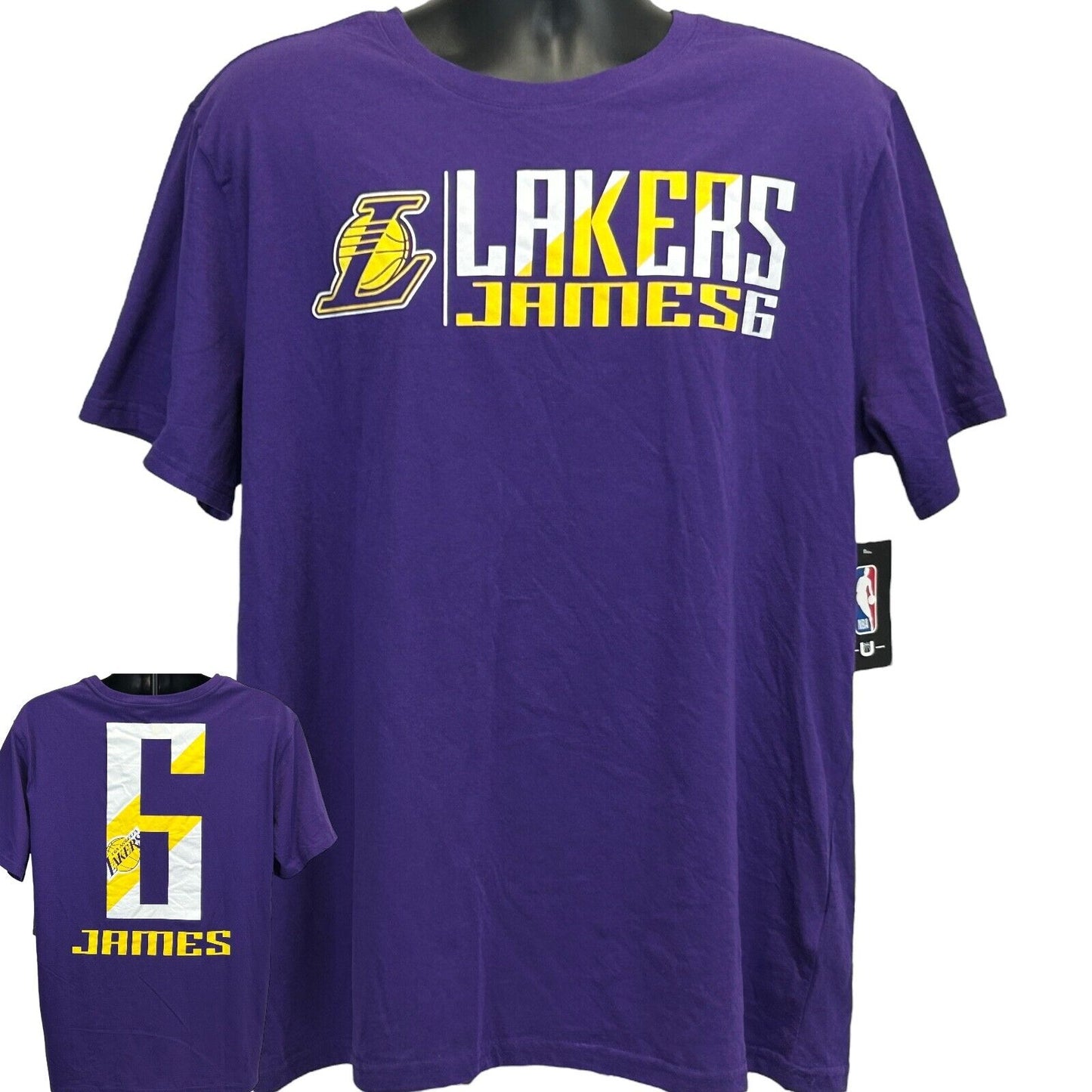 Purple NBA T-Shirt featuring LeBron James Los Angeles Lakers with front and back graphics in size x-large