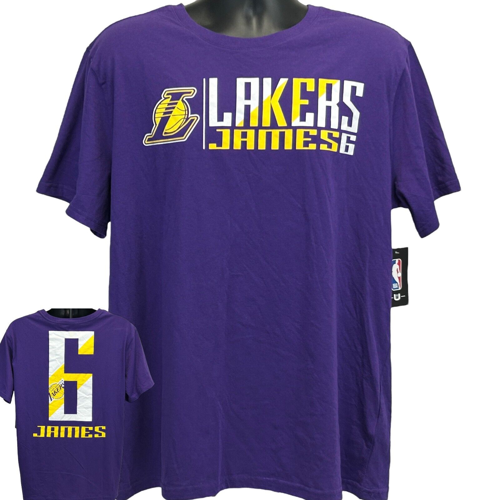 Purple NBA T-Shirt featuring LeBron James Los Angeles Lakers with front and back graphics in size x-large