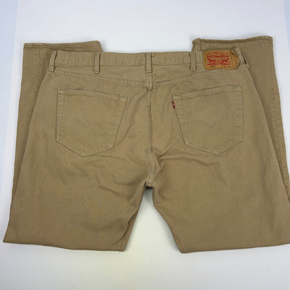 Back view of beige Levi's 501 jeans featuring pocket detailing and logo patch