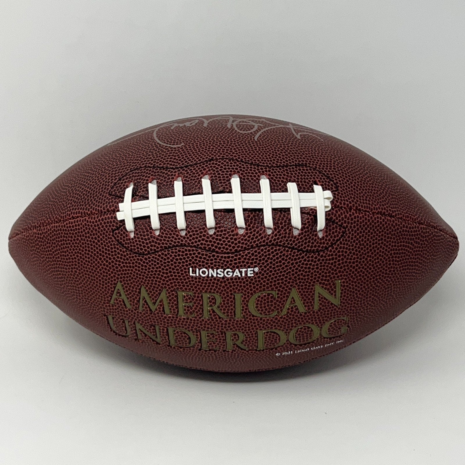 NFL Kurt Warner American Underdog Football in Brown with White Laces and Logo on Front