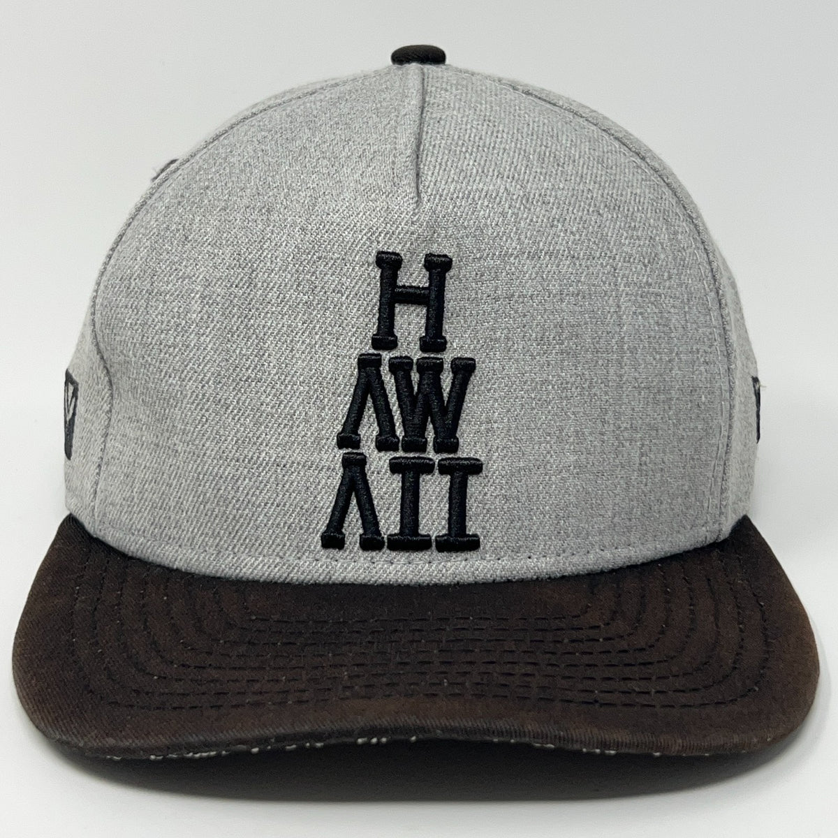 New Era Local Motion Hawaii Snapback Cap in Gray and Brown with Unique Hawaii Logo