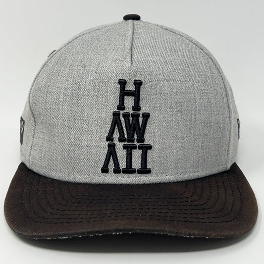 New Era Local Motion Hawaii Snapback Cap in Gray and Brown with Unique Hawaii Logo