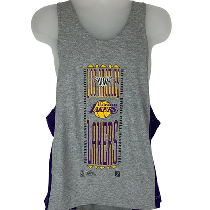 Gray Logo 7 Los Angeles Lakers tank top featuring team logo and graphics on the front