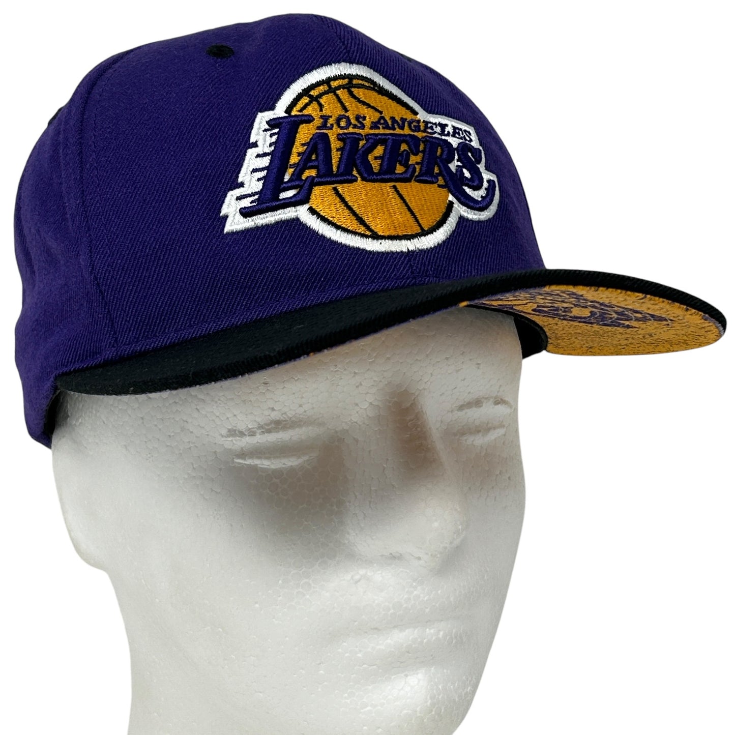 Mitchell & Ness Los Angeles Lakers Purple Snapback Hat with Logo on Front and Unique Design