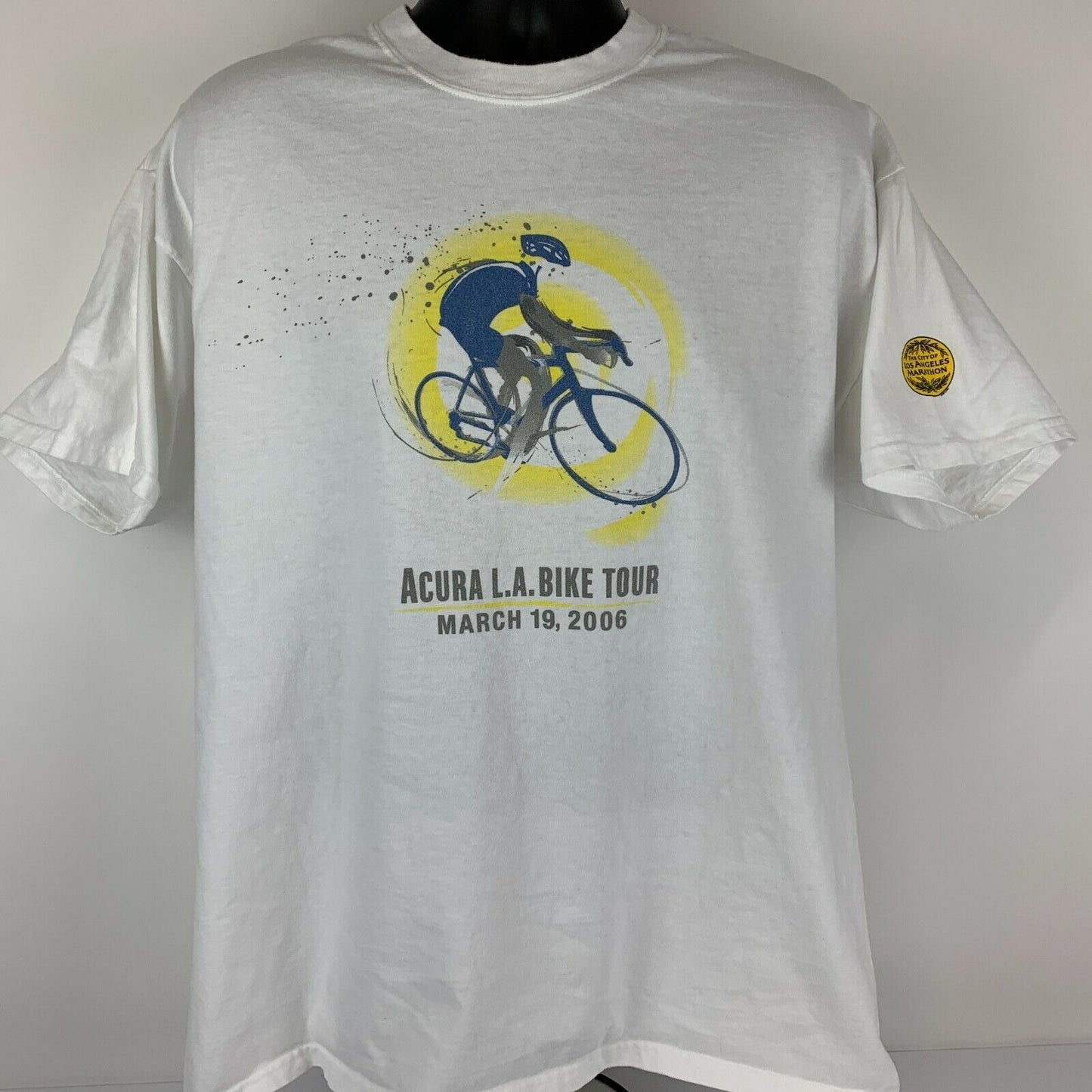 Acura LA Bike Tour T Shirt Mens X-Large Los Angeles Marathon Bicycle Race White