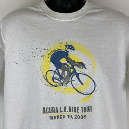 Acura LA Bike Tour T Shirt Mens X-Large Los Angeles Marathon Bicycle Race White