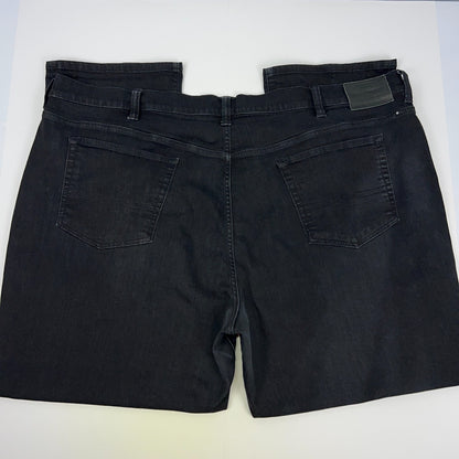 Lucky Brand black denim jeans with two back pockets and logo patch