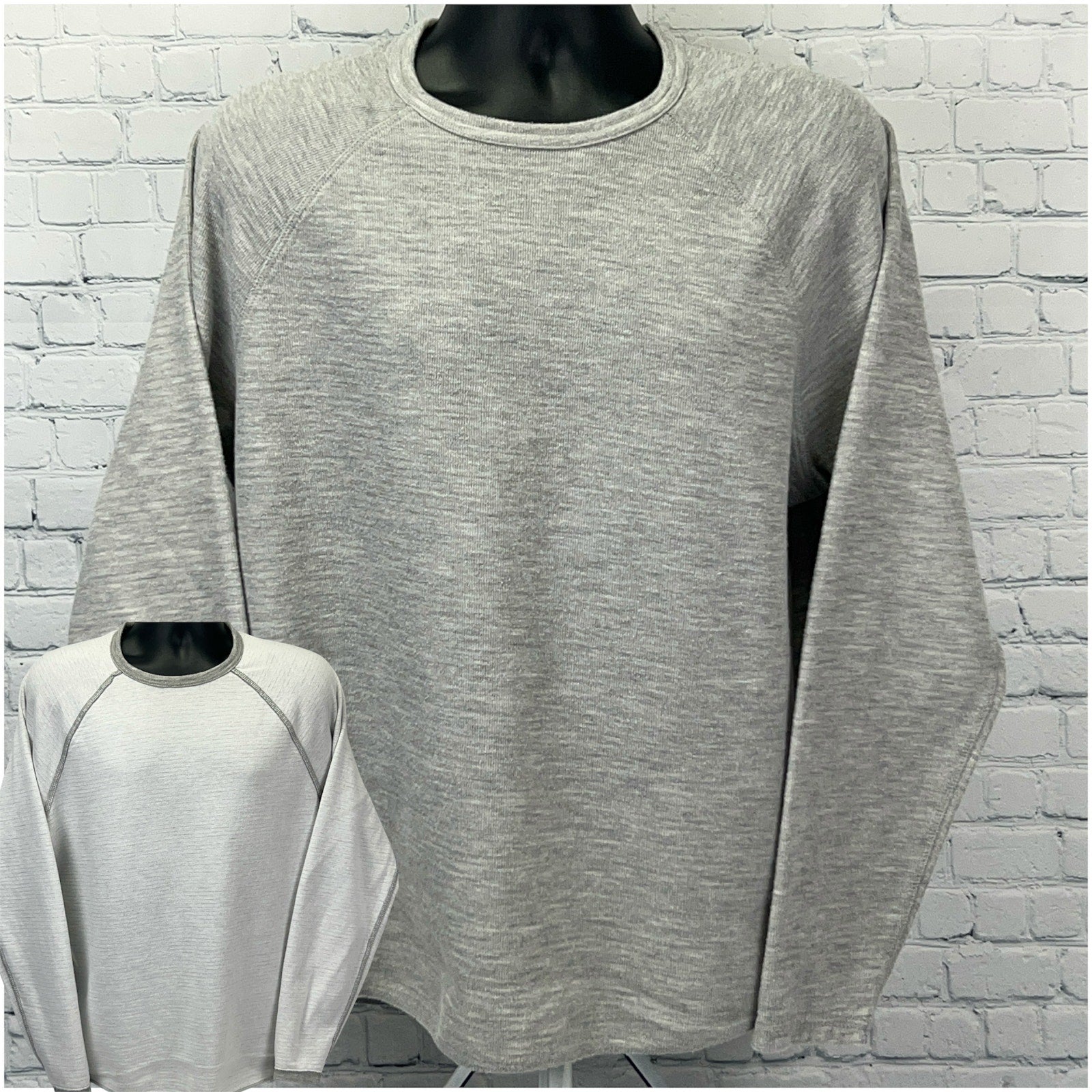 Lucky Brand Gray Long Sleeve Sweatshirt in Size Large, Front View with Ribbed Crew Neck