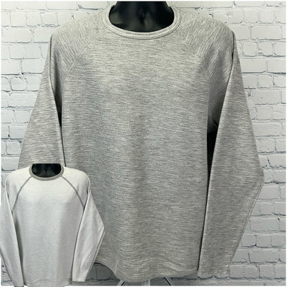 Lucky Brand Gray Long Sleeve Sweatshirt in Size Large, Front View with Ribbed Crew Neck