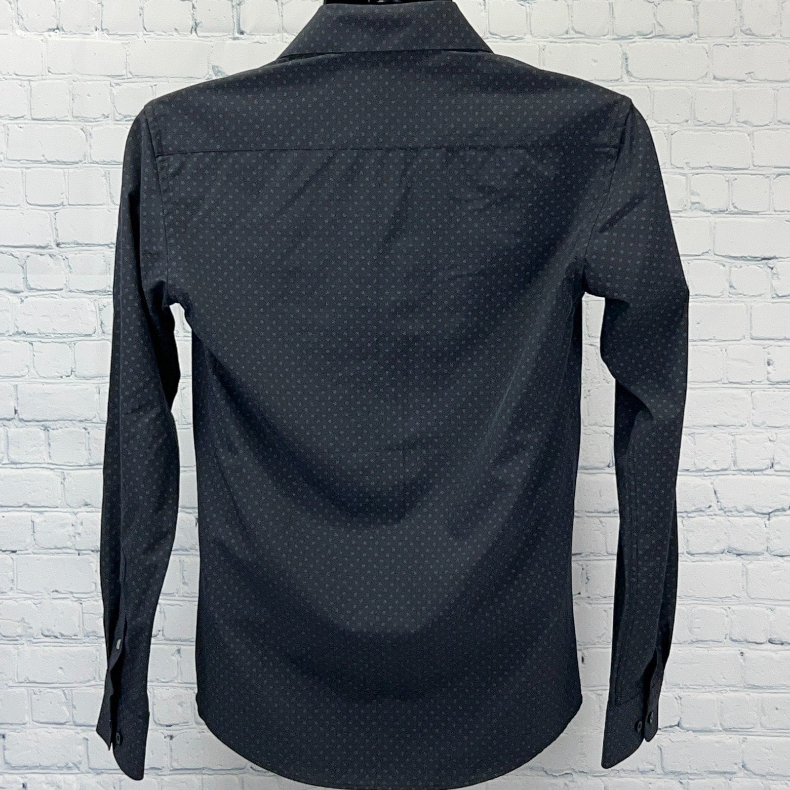 Lucky Brand long sleeve shirt in black with a subtle pattern, back view
