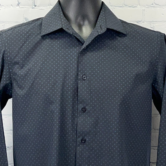 Lucky Brand long sleeve shirt in dark blue with small pattern, front view
