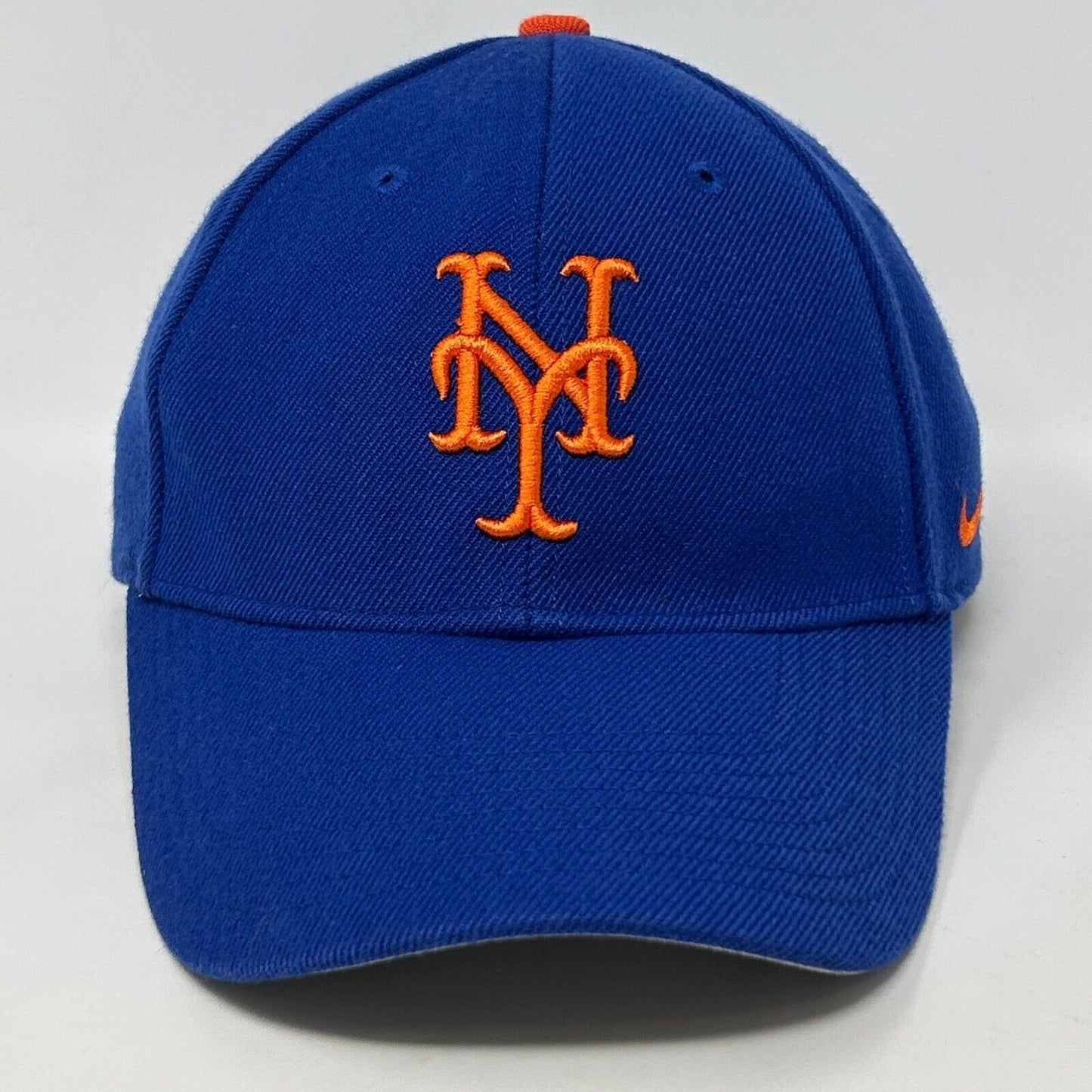 New York Mets Baseball Hat Cap Nike Team Swoosh MLB Wool Blend Strapback Blue