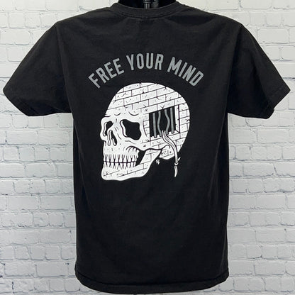 Lurking Class Sketchy Tank Black T-Shirt Medium with Skull Design and 'Free Your Mind' Graphic