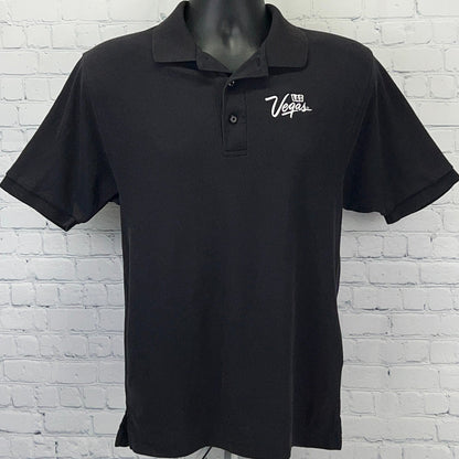 Port Authority Black Polo Shirt in Size Small featuring LVCVA Las Vegas logo for casual wear