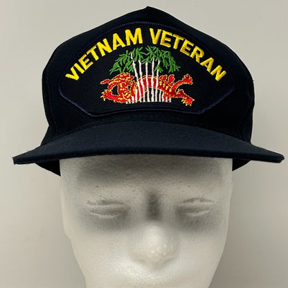 Vintage Vietnam War Veteran Baseball Hat Cap Military Dragon USA Snapback Blue