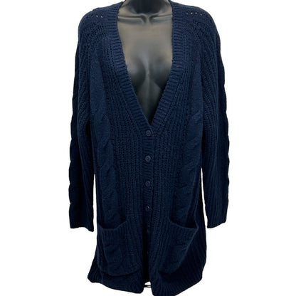 Torrid Outlander Cardigan Sweater Womens Size 2 2X 18-20 Cable Knit Pockets Blue