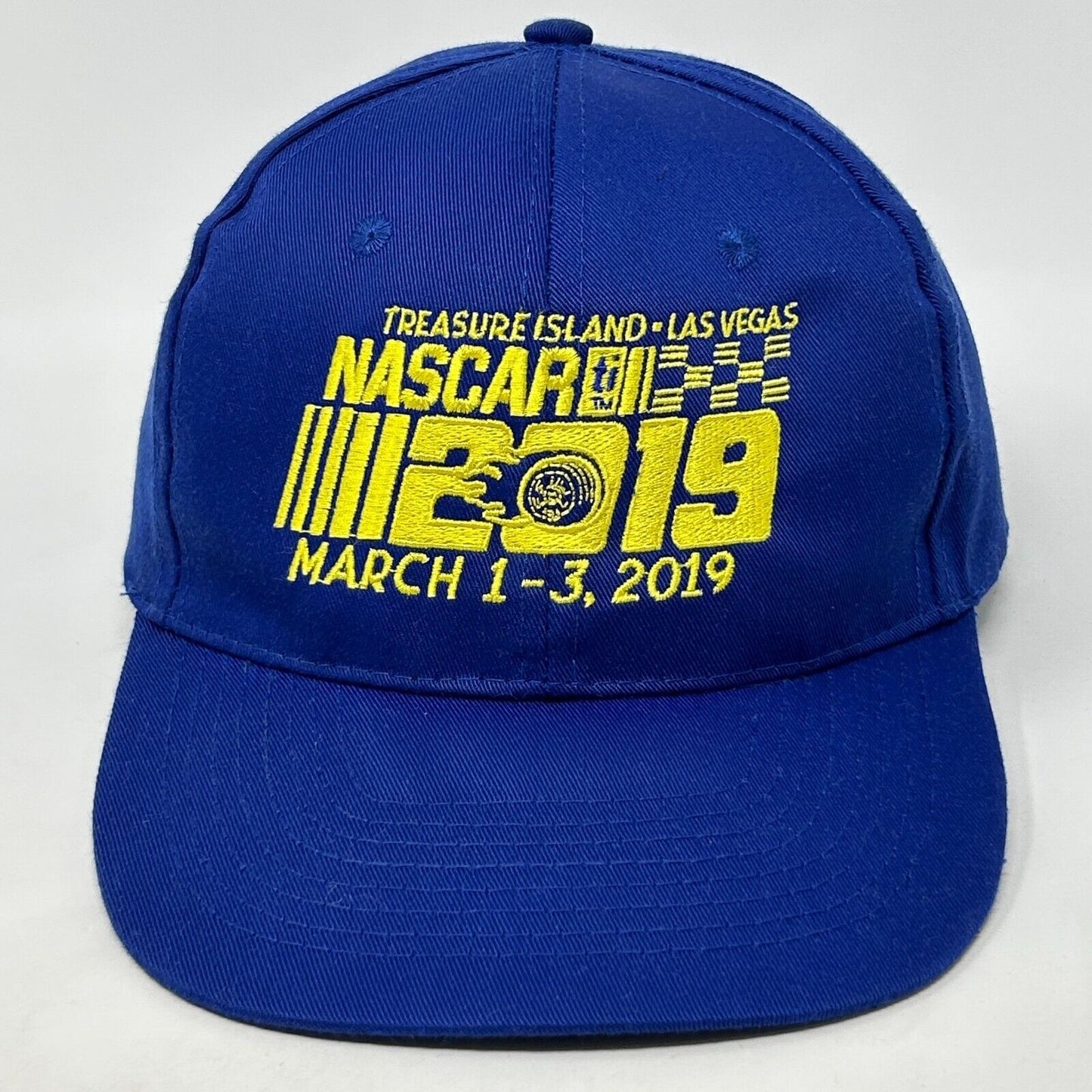 NASCAR 2019 Las Vegas Baseball Hat Cap Treasure Island Casino Strapback Blue