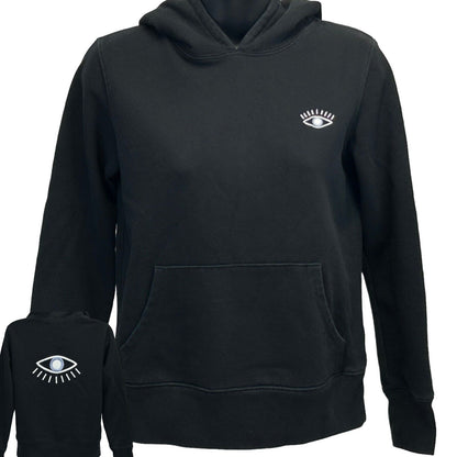 Madewell Black Hoodie featuring a front eye logo with a relaxed fit for casual wear